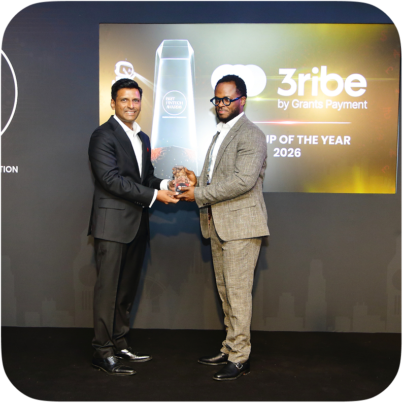 3ribe team on stage at the Brit FinTech Awards